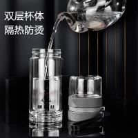 璞莉丝 PLS8063 茶水分离杯双层玻璃杯 290ml（单位：个）颜色随机