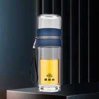 璞莉丝 PLS8063 茶水分离杯双层玻璃杯 290ml（单位：个）颜色随机