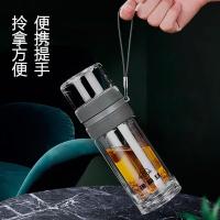 璞莉丝 PLS8063 茶水分离杯双层玻璃杯 290ml（单位：个）颜色随机