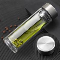 铭创知雨 PC-B1108 欣格双层玻璃杯 300ml （单位：个）杯盖颜色随机发货