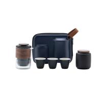 京东京造 旅伴玻璃快客杯茶具套装 户外便携茶具整套 一壶三杯 手抓壶*1+茶杯*3+茶叶罐*1+旅行包*1 19.5*19cm（单位：套）