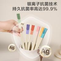 京东京造 JZ-KED098合金筷 抗菌防滑不易霉家用分餐筷 抗菌99.9%一人一色12双装(单位:盒)（蓝、粉橘、绿、黄、紫色各2双）盒)