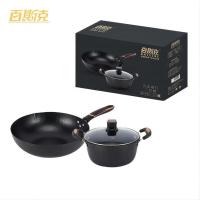 百斯克 BSK-TG230206古法章丘精铁套锅二件套 炒锅32cm+汤锅24cm（单位：套）黑色