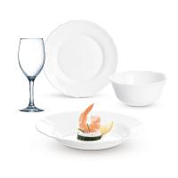 乐美雅 V7259 路易十五白玉餐具12件套 饭碗12cm*4+深盘23cm*2+平盘19cm*2+高脚杯350ml*4 (单位: 套)