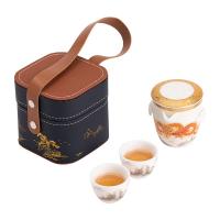 苏氏陶瓷（SUSHI CERAMICS）龙行大运素烧羊脂玉瓷旅行快客杯 4件套 手抓壶130ml+茶杯40ml*2+便携包（单位：套）
