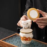 苏氏陶瓷（SUSHI CERAMICS）龙行大运素烧羊脂玉瓷旅行快客杯 4件套 手抓壶130ml+茶杯40ml*2+便携包（单位：套）