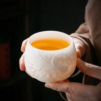 金镶玉 祥龙盛世 功夫茶具主人杯大号羊脂玉白陶瓷杯180ml（单位：个）