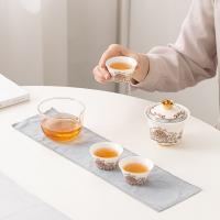苏氏陶瓷（SUSHI CERAMICS）羊脂玉敦煌宝相花旅行茶具7件套 盖碗120ml+茶杯30ml*3+公道杯150ml+便携包+茶巾（单位：套）