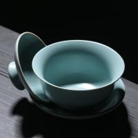 苏氏陶瓷（SUSHI CERAMICS）高品质富贵茶壶 加盖碗汝窑整套功夫茶具 12件套礼盒装（茶杯35ml*8个+盖碗130ml+茶海160ml+茶壶170ml+茶漏）（单位：盒）