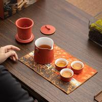苏氏陶瓷（SUSHI CERAMICS）故宫禾黍 国潮宫廷红旅行茶具套装 4件套礼盒装（品茗杯50ml*3个+茶壶300ml）（单位：盒）