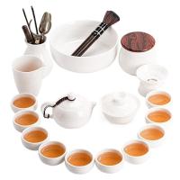 苏氏陶瓷（SUSHI CERAMICS）中国白三才 羊脂玉白瓷功夫茶具套装 17件套礼盒装（西施壶210ml+茶杯60ml*10个+盖碗130ml+公道杯220ml+茶叶罐280ml+茶洗1100ml+茶漏组+六君子）（单位：盒）