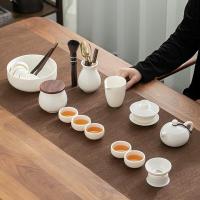 苏氏陶瓷（SUSHI CERAMICS）中国白三才 羊脂玉白瓷功夫茶具套装 17件套礼盒装（西施壶210ml+茶杯60ml*10个+盖碗130ml+公道杯220ml+茶叶罐280ml+茶洗1100ml+茶漏组+六君子）（单位：盒）