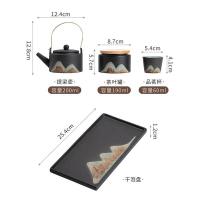 苏氏陶瓷（SUSHI CERAMICS） J0182 千里江山提梁壶茶具套装 7件套(提梁壶200ml+茶叶罐190ml+品茗杯60ml*4个+干泡盘) (单位:套)