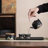 苏氏陶瓷（SUSHI CERAMICS） J0182 千里江山提梁壶茶具套装 7件套(提梁壶200ml+茶叶罐190ml+品茗杯60ml*4个+干泡盘) (单位:套)
