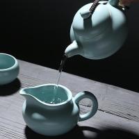 苏氏陶瓷（SUSHI CERAMICS）高品质美人茶壶 加盖碗汝窑整套功夫茶具 10件套礼盒装（茶杯50ml*6个+茶漏+茶海190ml+盖碗130ml+茶壶160ml）（单位：盒）