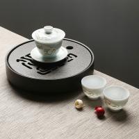 苏氏陶瓷（SUSHI CERAMICS）J0069办公家居简易茶盘高山流水陶瓷茶盘 直径25.5cm(单位：个)黑色