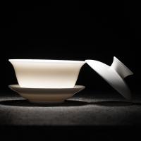 苏氏陶瓷（SUSHI CERAMICS）F0032三才盖碗德化白瓷功夫茶具泡茶碗羊脂玉薄胎送两功夫茶杯礼盒装(单位：套)白色