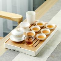 苏氏陶瓷（SUSHI CERAMICS）J0139脂白简约茶具套装 13件套 盖碗150ml+公道杯170ml+茶漏组+主人杯70ml+茶杯50ml*8+茶盘(单位：套)