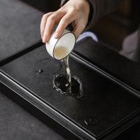 苏氏陶瓷（SUSHI CERAMICS） 素净 家用简约小型干泡排水两用茶盘 35*19.5*3cm（单位：个）黑色