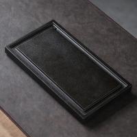 苏氏陶瓷（SUSHI CERAMICS） 素净 家用简约小型干泡排水两用茶盘 35*19.5*3cm（单位：个）黑色