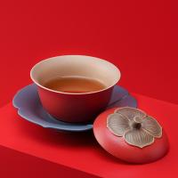 万仟堂 事事如意•盖碗 茶具套装 1盖碗1承1海3杯 6件套 红色（单位：套）