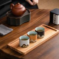 苏氏陶瓷（SUSHI CERAMICS） 中国风千里江山 陶瓷杯 50ml*3 （单位:套） 黑,白,棕
