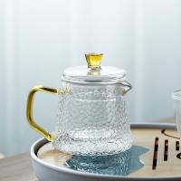 苏氏陶瓷（SUSHI CERAMICS） J0271 创意茶盘茶具套装配玻璃锤纹泡茶壶带四个手柄茶杯 茶壶260ml，茶杯120ml*4，圆盘25.4*4.4cm (单位:套)