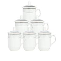 拜杰（BAIJIE） YM-01 陶瓷茶杯 带盖 400ml*6（单位：套）白色