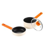 德世朗DFS-TZ936D锦橙精铁不粘辅食锅两件套 煎锅18cm+汤锅18cm（单位：套）