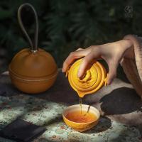 万仟堂 大吉大利 茶具套装 一壶一杯 橘黄釉（单位：套）壶×1、杯×1、便携包×1