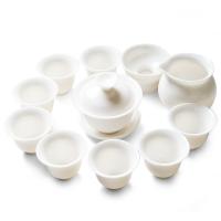 苏氏陶瓷（SUSHI CERAMICS） 羊脂玉三才盖碗 功夫茶具 11件套 白色（单位：套）茶杯x8、茶漏x1、茶海x1、盖碗x1