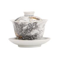 苏氏陶瓷（SUSHI CERAMICS） 水墨龙腾盛世 茶杯 160ml 白色（单位：个）