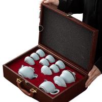 苏氏陶瓷（SUSHI CERAMICS）汝窑茶具套装 可开片可养汝瓷功夫茶具 13头 礼盒装（单位：盒）