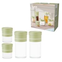 艾逸瑶选CJ-21127 晶萃系列储物罐套装 储物罐 500ml*2储物罐1000ml*2 绿色（单位：套）