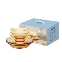 怡乐雅 高硼硅玻璃餐具五件套 HP-06 玻璃碗500ml*3+圆盘460ml*2 (单位:套) 琥珀色