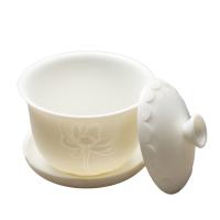 苏氏陶瓷（SUSHI CERAMICS）如脂瓷浮雕莲花白瓷茶具11件套茶杯8茶漏1茶海1盖碗1（单位：套）
