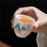 金镶玉 富贵山水 功夫茶具套装 茶壶*1 盖碗*1 公杯*1 茶漏*1 茶洗*1 茶道*1茶杯*8 茶叶罐*1 礼盒*1 (单位: 套)羊脂玉白