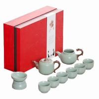 八方礼 BFL2023-34 龙行天下10入茶具 1茶壶1茶海6茶杯1茶漏1茶托(单位：套) 豆青