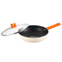德世朗 DFS-C936 锦橙精铁不粘炒锅 30cm （单位：个） 米白色