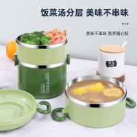 贝瑟斯 304不锈钢三层饭盒 2.4L 24cm*13.5cm (单位:个) 绿色