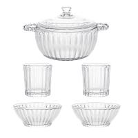 米薇可（MIEIVC） M-CJ005 米高玻璃餐具五件套 杯子225ml*2+小碗400ml*2+煲1000ml*1（单位：套）