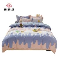 璞莉丝 PLSTJ104 小清新纯棉磨毛四件套 被套180*220cm 床单230*230cm 枕套48*74cm*2（单位：套） 颜色款式随机发货