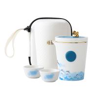 唯都W-H18乘风破浪便携旅行杯套装茶杯x2壶x1茶漏碟x1EAV包x1茶巾布x1（单位：套）蓝色+金色