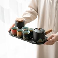 苏氏陶瓷（SUSHI CERAMICS） 千里江山 侧把壶茶具 9件套 品茗杯*5+茶叶罐+侧把壶+干泡盘+茶巾 （单位：套）