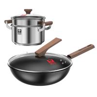 康巴赫（KOBACH） 匠心无涂层深氮锅具 三件套 LPB-T03S 32cm炒锅、22cm汤锅、蒸屉 (单位:套)