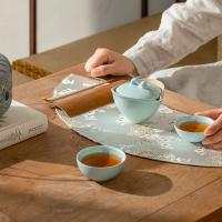 万仟堂 清逸·易泡壶 旅行茶具 1壶2杯1便携包(单位：套) 粉青釉