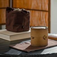 万仟堂 顺心顺意 旅行茶具便携茶具快客杯 壶96*91*68mm 容量160cc 杯86*85*43mm 容量150cc 黄砂釉 黑铁釉 礼盒装 (单位:套)