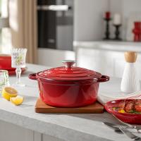 博堡 BDY-T862A-RD 珐琅多用铸铁锅 22cm （单位：个） 红色