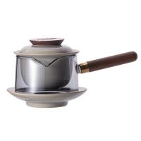 菲米生活（PHMI） 悠逸旅行茶具 FM-CJ2384C 玻璃侧把壶*1、陶瓷杯垫*1、陶瓷茶漏（含盖）*1、茶杯*3 (单位:套)