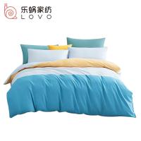 LOVO 全棉四件套 梦幻其境 被套200*230cm床单230*241cm枕套48*74cm*2 (单位:套) 蓝色